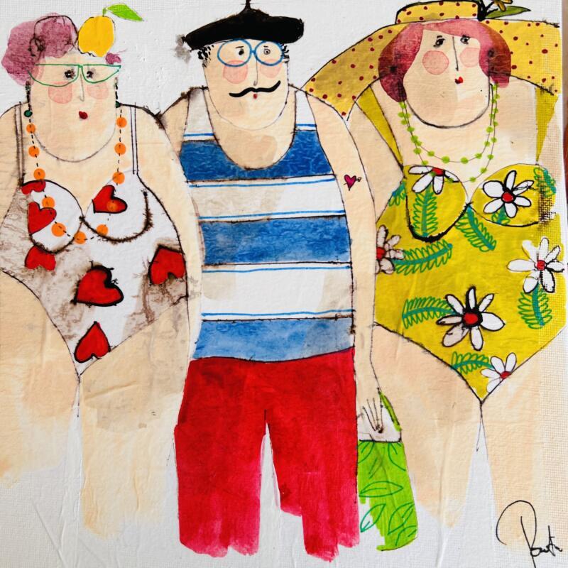 Peinture Charlotte Yvon Paulette par Colombo Cécile | Tableau Art naïf Portraits Scènes de vie Aquarelle Acrylique Collage Encre Pastel