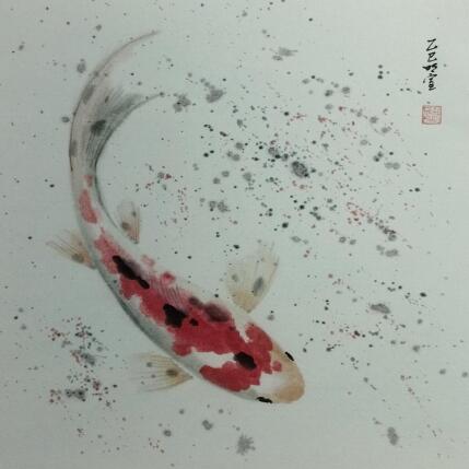 Gemälde Carp koi 6 von Du Mingxuan | Gemälde Figurativ Aquarell, Tinte Tiere