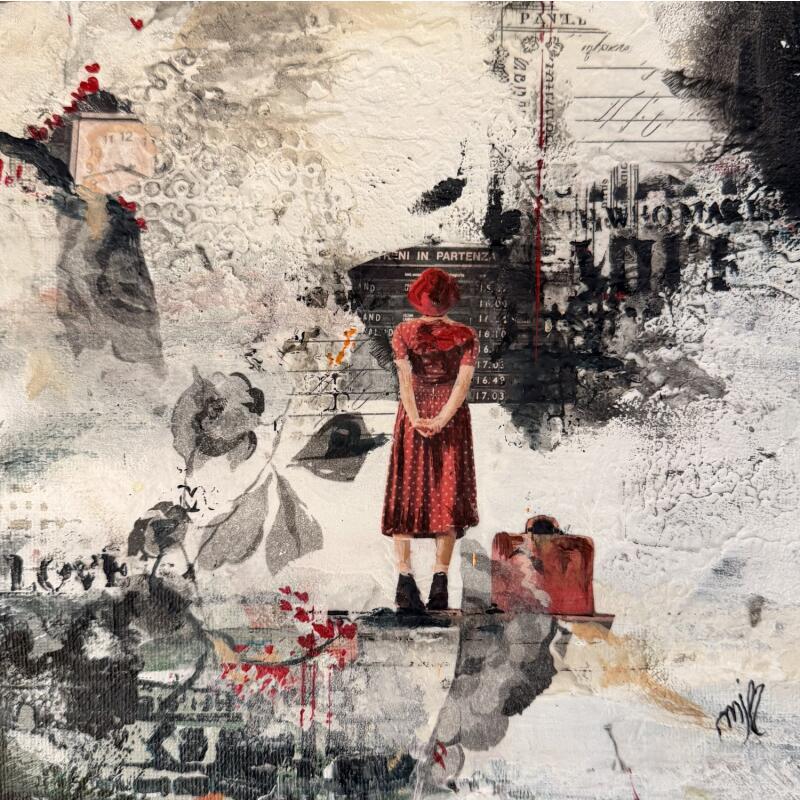 Painting La connexion by Bergeron Marie-Josée | Painting Surrealism Oil Acrylic Gluing