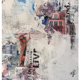 Painting The strong love by Bergeron Marie-Josée | Painting Surrealism Acrylic, Gluing, Oil Pop icons