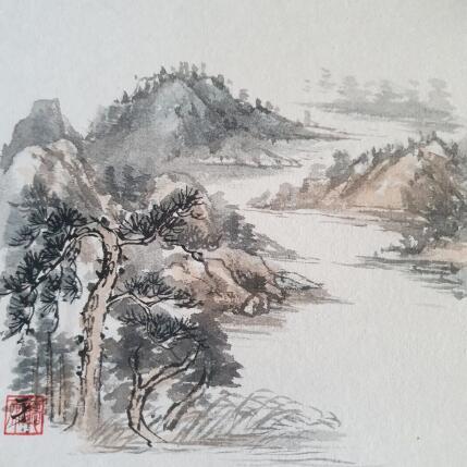 Painting Landscape & Tree by Yu Huan Huan | Painting Figurative Ink, Watercolor Nature