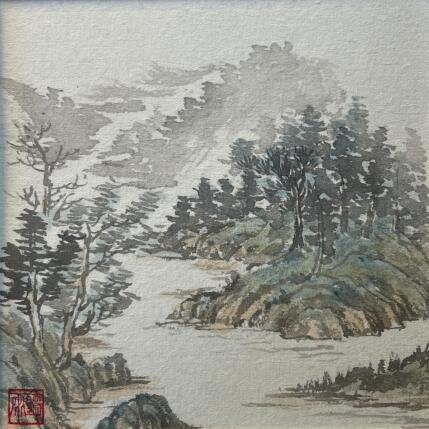 Painting Landscape Forest by Yu Huan Huan | Painting Figurative Ink, Watercolor Nature