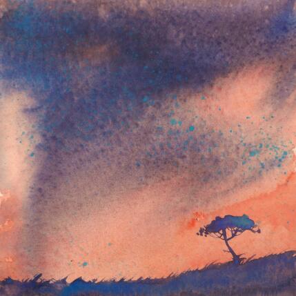 Painting Un pin sous un ciel orageux by Langeron Stéphane | Painting