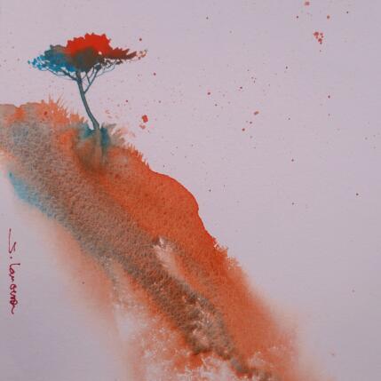 Painting Un pin orange et bleu turquoise by Langeron Stéphane | Painting