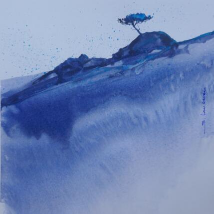 Painting Un pin sur un rocher bleu by Langeron Stéphane | Painting