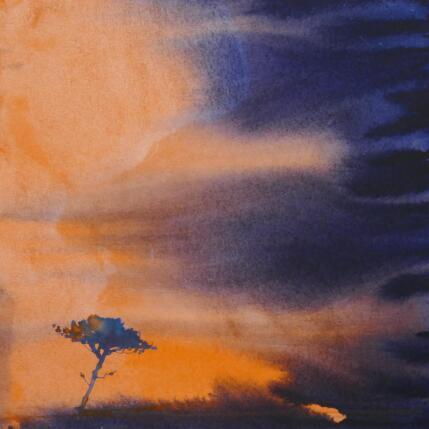 Painting Un pin sous un ciel orangé by Langeron Stéphane | Painting