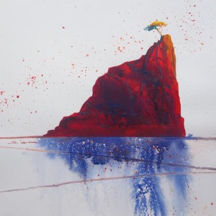 Painting Un pin jaune sur le rocher by Langeron Stéphane | Painting