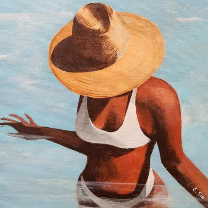 Peinture Bleu Piscine par Sie Evelyne | Tableau Figuratif Acrylique Scènes de vie