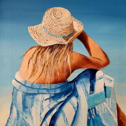 Peinture La fouta bleue par Sie Evelyne | Tableau Figuratif Acrylique Scènes de vie