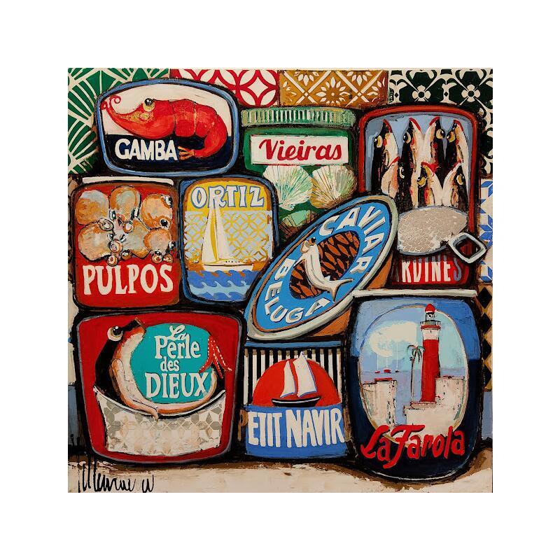 Painting Latas marinas by Villanueva Puigdelliura Natalia | Painting Figurative