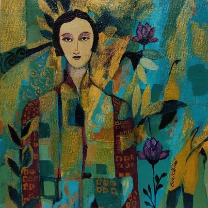 Peinture Surrounded in turquoise par Sundblad Silvina | Tableau Art naïf Acrylique, Pastel