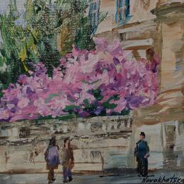 Peinture Près de l'hôtel de ville par Novokhatska Olga | Tableau Figuratif Acrylique, Huile Urbain