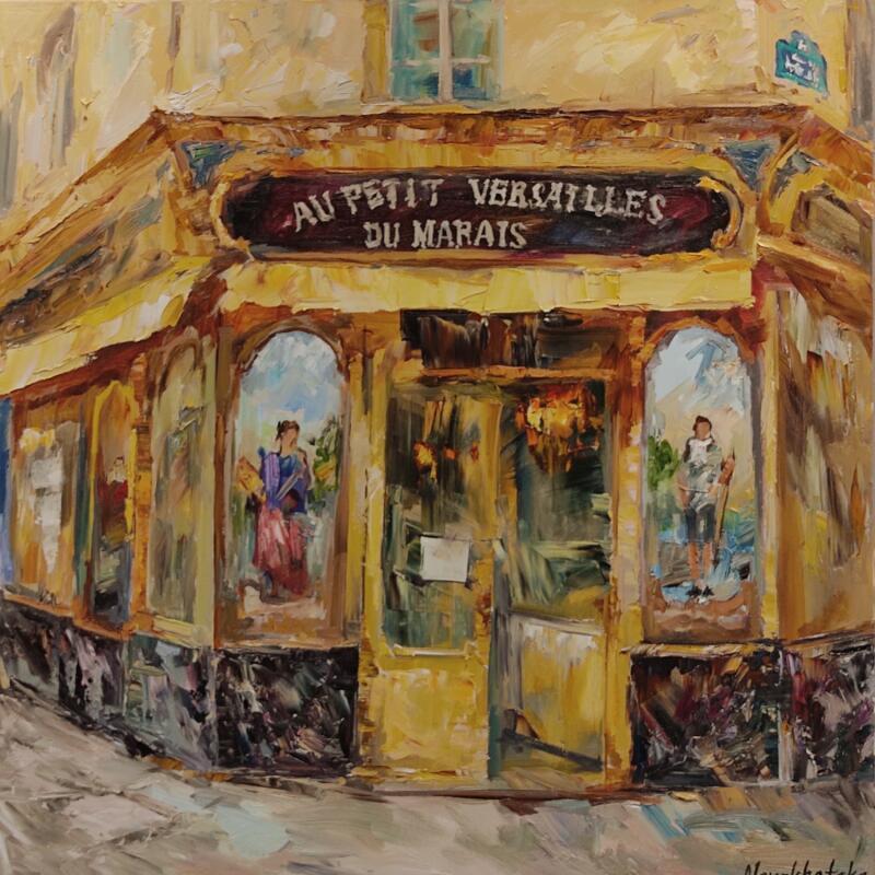 Painting Au petit Versailles du Marais by Novokhatska Olga | Painting Figurative Urban Oil Acrylic
