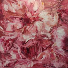 Painting Fleurs rouges by Novokhatska Olga | Painting Figurative Acrylic, Oil Urban