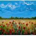 Peinture Coquelicots dans un champ de blé par Amblard Florence | Tableau