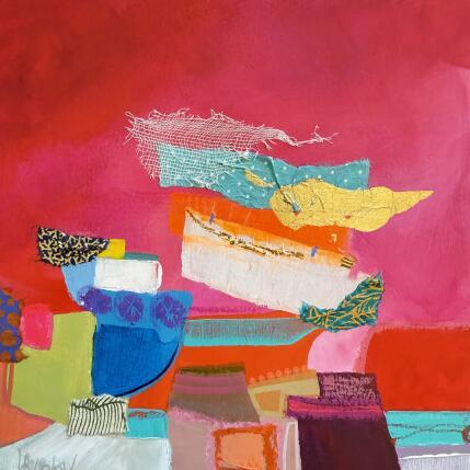 Gemälde ST25-0904 von Lau Blou | Gemälde Abstrakt Acryl, Blattgold, Collage, Pappe, Pastell Pop-Ikonen