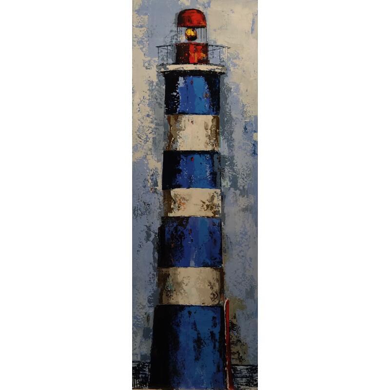 Peinture Far bleu pijama par Villanueva Puigdelliura Natalia | Tableau Figuratif Paysages Marine