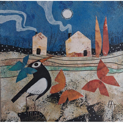 Gemälde Noche de otoño von Arias Parera Almudena | Gemälde Naive Kunst Acryl, Collage Pop-Ikonen