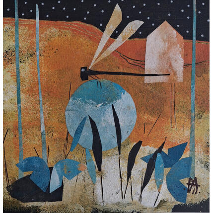 Gemälde El viaje de libélula von Arias Parera Almudena | Gemälde Naive Kunst Acryl, Collage Pop-Ikonen