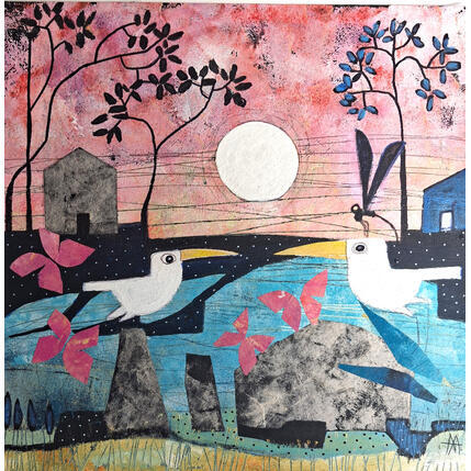 Peinture Mirándose a los ojos par Arias Parera Almudena | Tableau Art naïf Acrylique, Collage