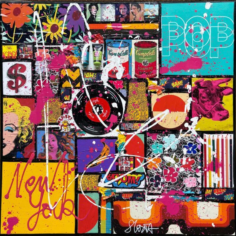 Painting POP NY (WARHOL) by Costa Sophie | Painting Pop-art Pop icons Acrylic Gluing Upcycling