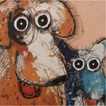 Painting Tout excités by Maury Hervé | Painting Raw art Animals, Pop icons