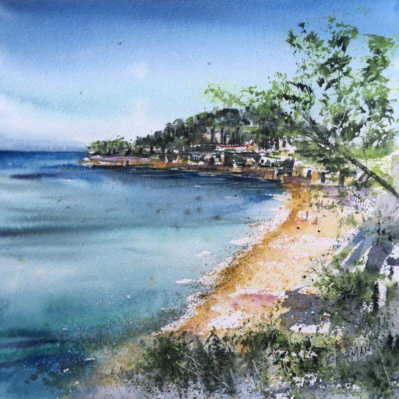 Painting Rêveries à St Jean Cap Ferrat by Hoffmann Elisabeth | Painting Figurative Marine Watercolor