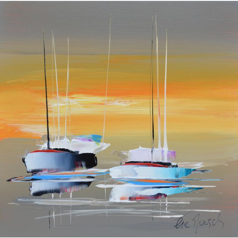 Painting Un ciel d'or by Munsch Eric | Painting Figurative Marine Oil Acrylic