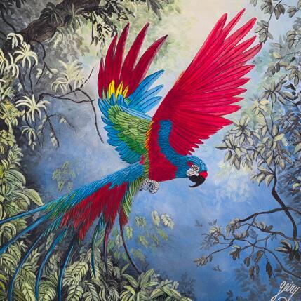 Peinture Ara paradisiaque par Geiry | Tableau Matiérisme