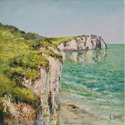 Painting Falaise, Étretat by Sannier Daniel | Painting Impressionism Oil Landscapes