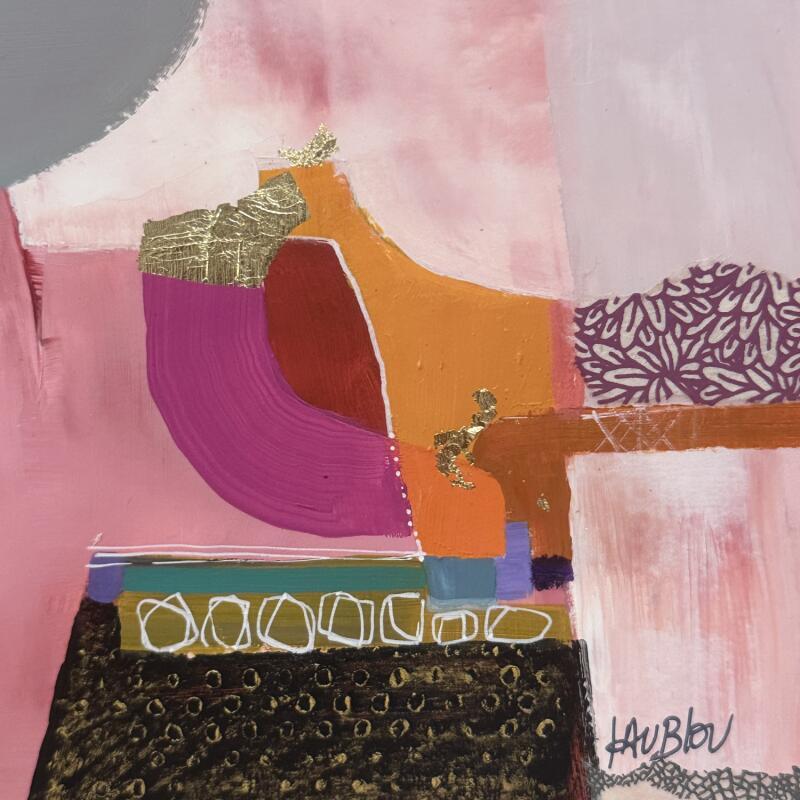 Painting La malle aux secrets by Lau Blou | Painting Abstract Acrylic Gluing Pastel Gold leaf