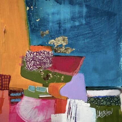 Painting Vent d'étoiles by Lau Blou | Painting Abstract Acrylic, Gluing, Gold leaf, Pastel