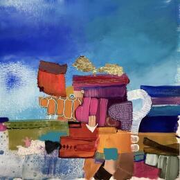 Pintura Chercher les passages por Lau Blou | Pintura Abstracto Acrílico, Collage, Hoja de oro, Pastel Iconos pop