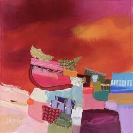 Pintura ST25-0103 por Lau Blou | Pintura Abstracto Acrílico, Cartón, Collage, Hoja de oro, Pastel Iconos pop