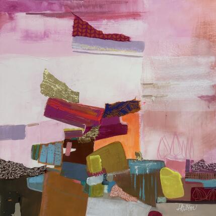 Painting Ressources cachées by Lau Blou | Painting Abstract Acrylic, Gluing, Gold leaf, Pastel