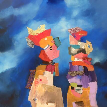 Painting Retrouvailles 2 by Lau Blou | Painting Abstract Acrylic, Gluing, Gold leaf, Pastel