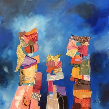 Painting Transmission by Lau Blou | Painting Abstract Acrylic, Gluing, Gold leaf, Pastel