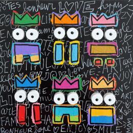 Painting TRIBU DE POTES by Mam | Painting Street art Acrylic Black & White, Pop icons, Society