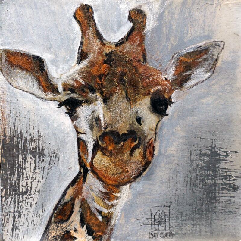 Painting La Girafe by De Géa Olivier | Painting Figurative Animals Metal Acrylic