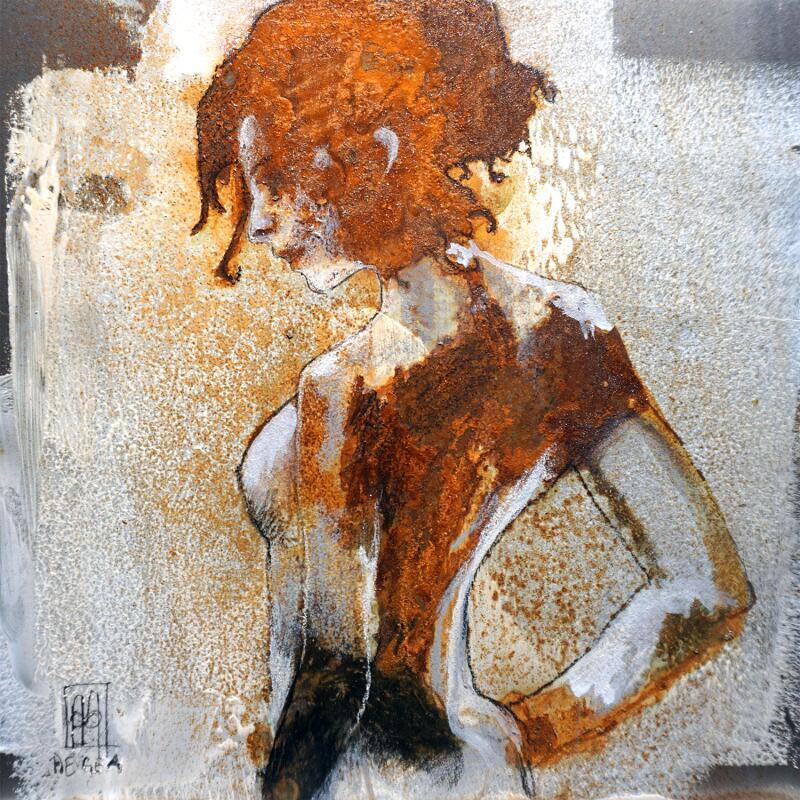 Painting Flirt by De Géa Olivier | Painting Figurative Nude Metal Ink
