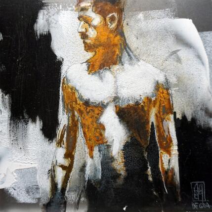 Peinture L'attente par De Géa Olivier  | Tableau Figuratif Encre, Métal Nu