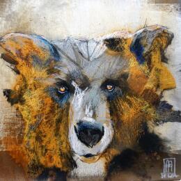 Painting L'ours by De Géa Olivier  | Painting Figurative Acrylic, Metal Animals, Pop icons