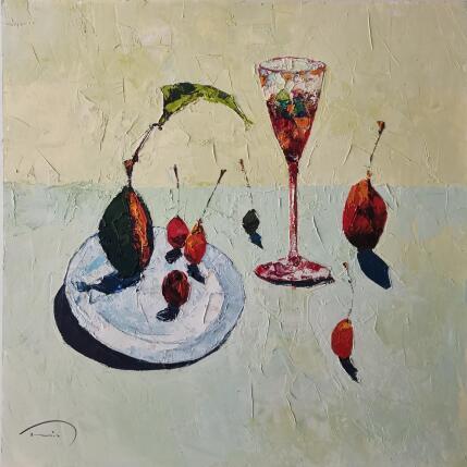 Peinture Plat de fruita par Tomàs | Tableau Impressionnisme Huile Natures mortes