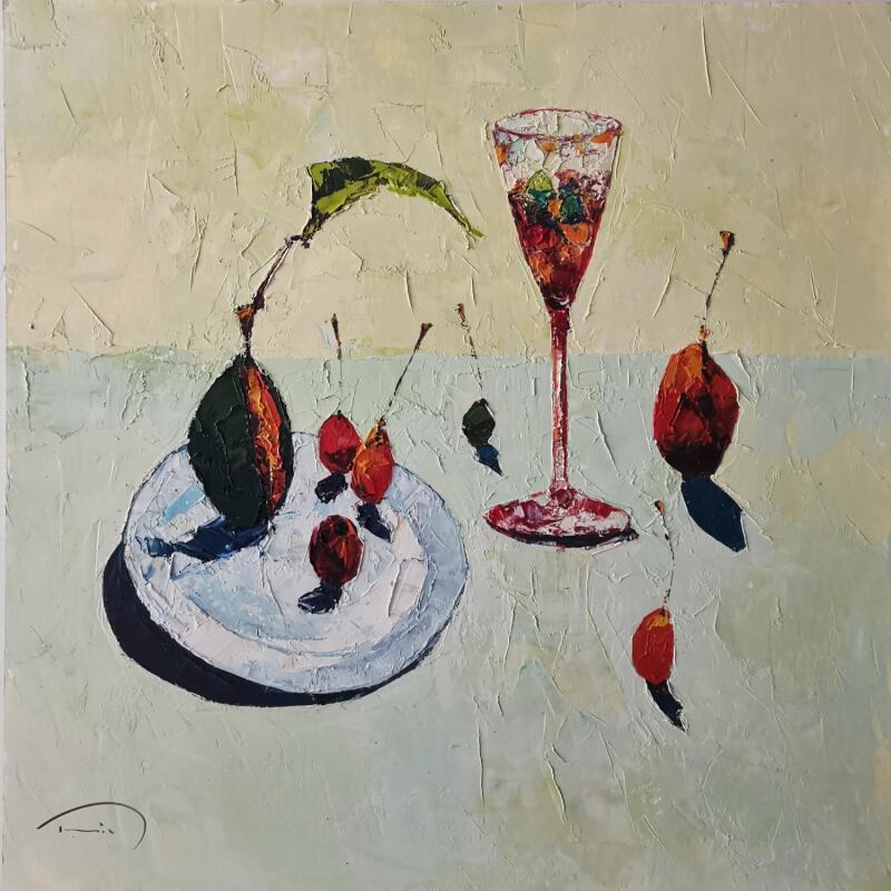 Peinture Plat de fruita par Tomàs | Tableau Impressionnisme Natures mortes Huile