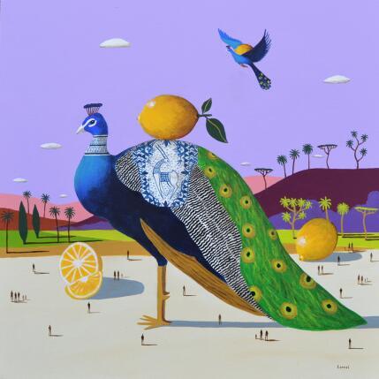Painting paons aux citrons by Lionnet Pascal | Painting Surrealism Acrylic Animals, Landscapes, Life style