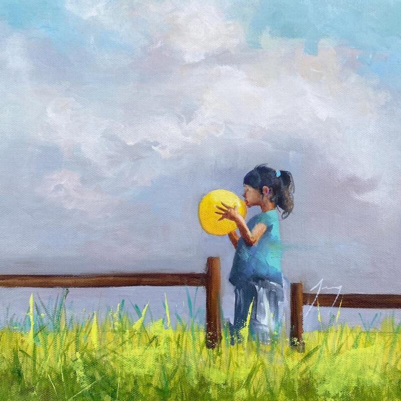 Peinture Le ballon jaune par Jung François | Tableau Figuratif Huile