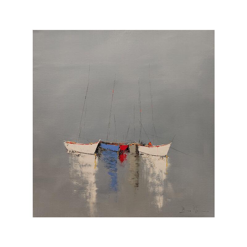 Painting Seul avec l'océan by Klein Bruno | Painting Figurative Marine Oil