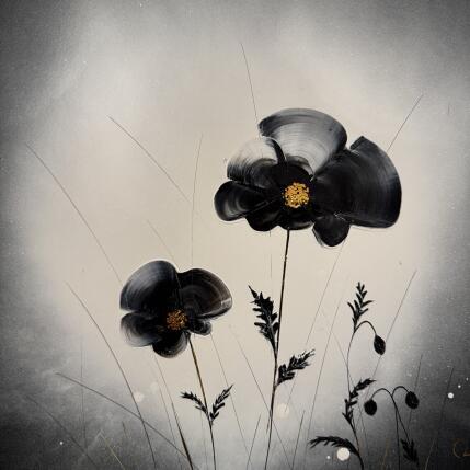 Pintura Black poppy por Rey Julien | Pintura Figurativo Hoja de oro