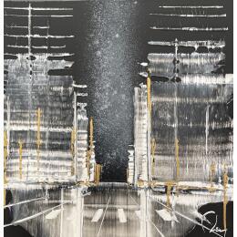 Painting In the dark by Rey Julien | Painting Figurative Gold leaf