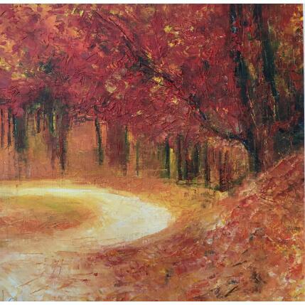 Painting Automne rouge feu by Levesque Emmanuelle | Painting Impressionism Oil Landscapes, Nature